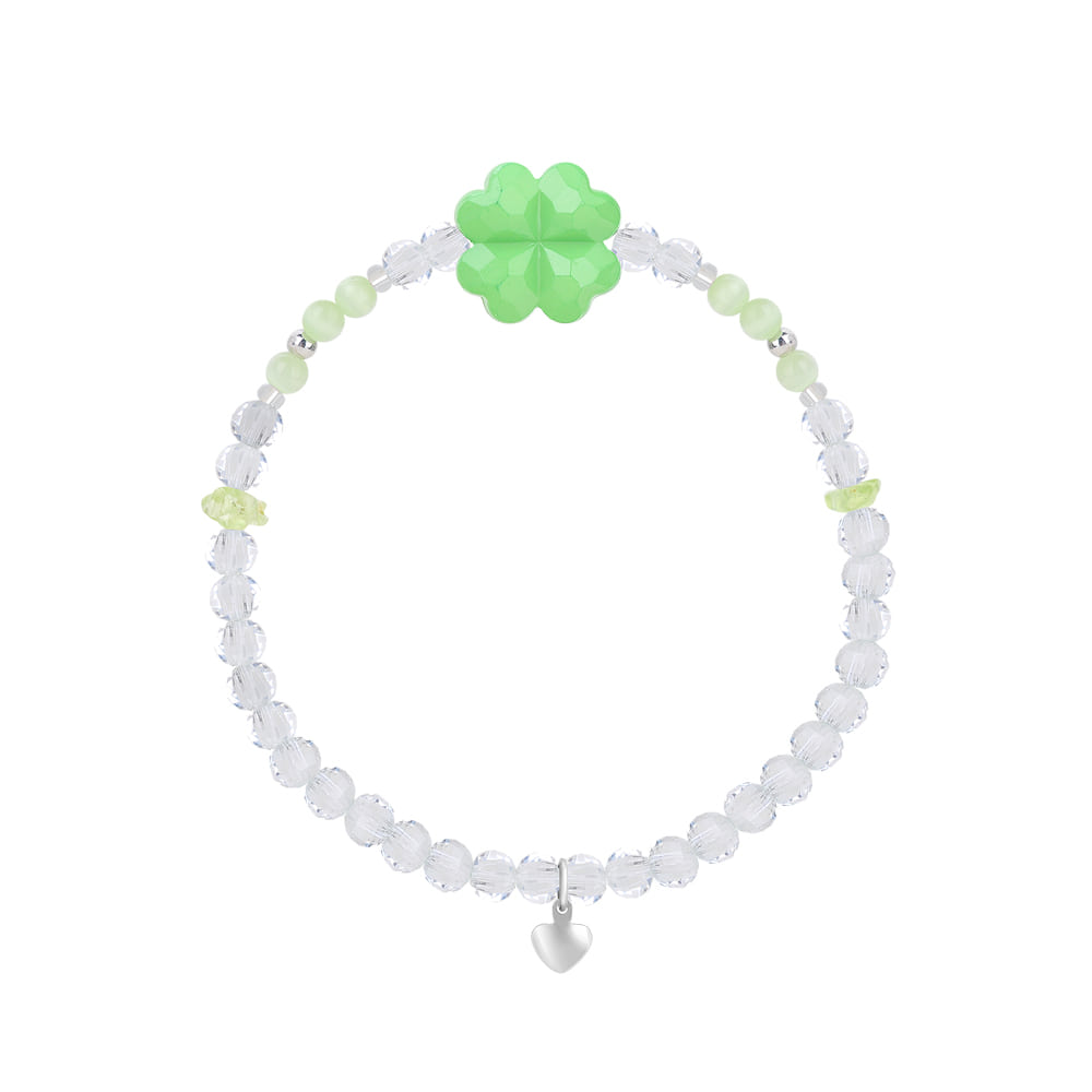 [핸드메이드 선물포장/비즈팔찌/네잎클로버] A four-leaf clover Natural Stone Peridot Beads Bracelet