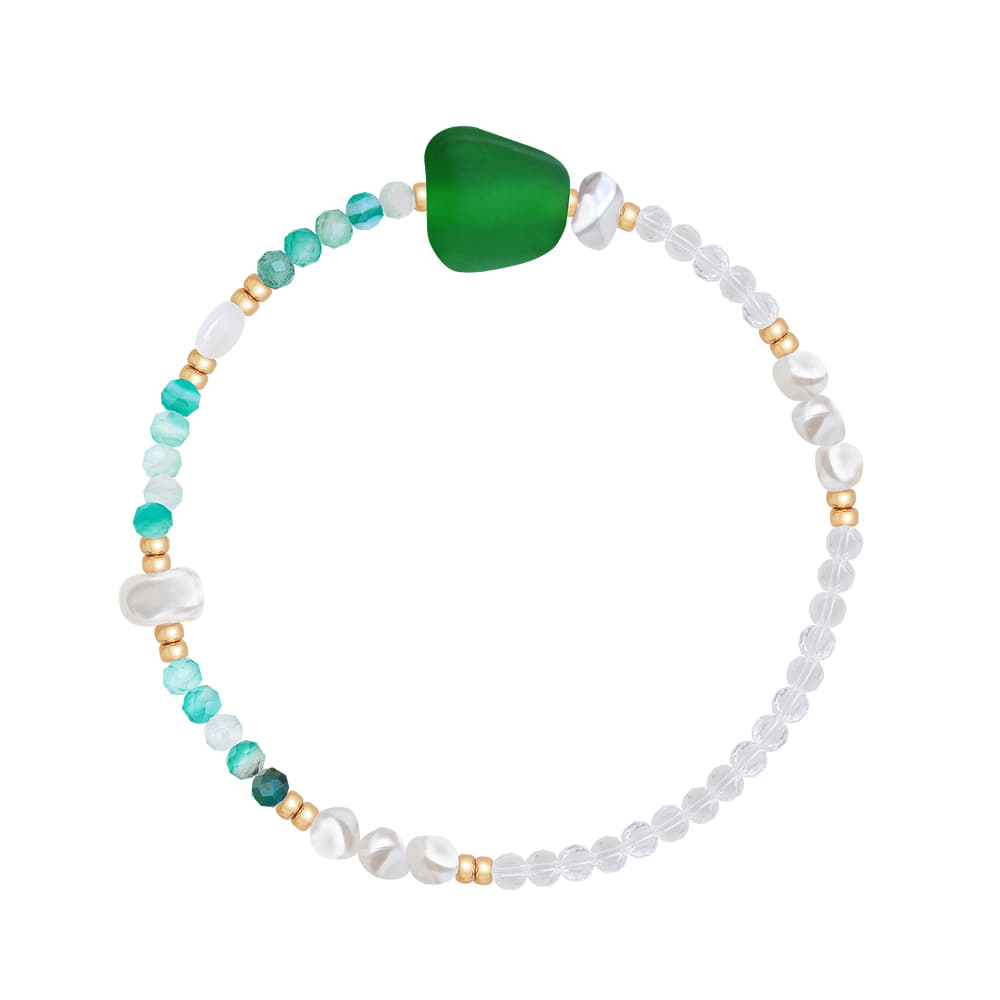 [핸드메이드 선물포장/비즈팔찌/진주팔찌] &quot;De aeseohsta&quot; Green Heba Beads Bracelet