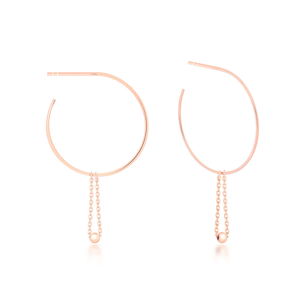 [아티카]Round &amp; Chain Separate Silver Earrings[925silver]