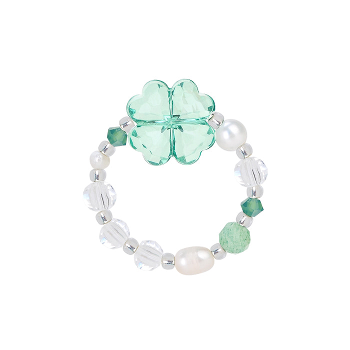 [핸드메이드 선물포장/비즈반지/네잎클로버] A four-leaf clover Natural Stone Aventuri Beads Ring