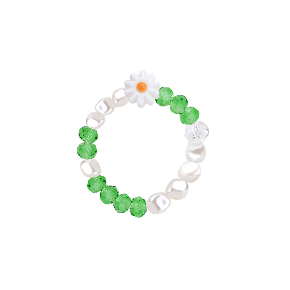 [핸드메이드 선물포장/비즈반지/진주반지] &quot;De aeseohsta&quot; Green Floria Beads Ring