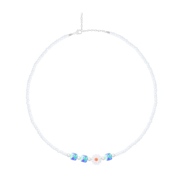 Daisy Blue Seed Beads Necklace [MSJ-BZJ90123]