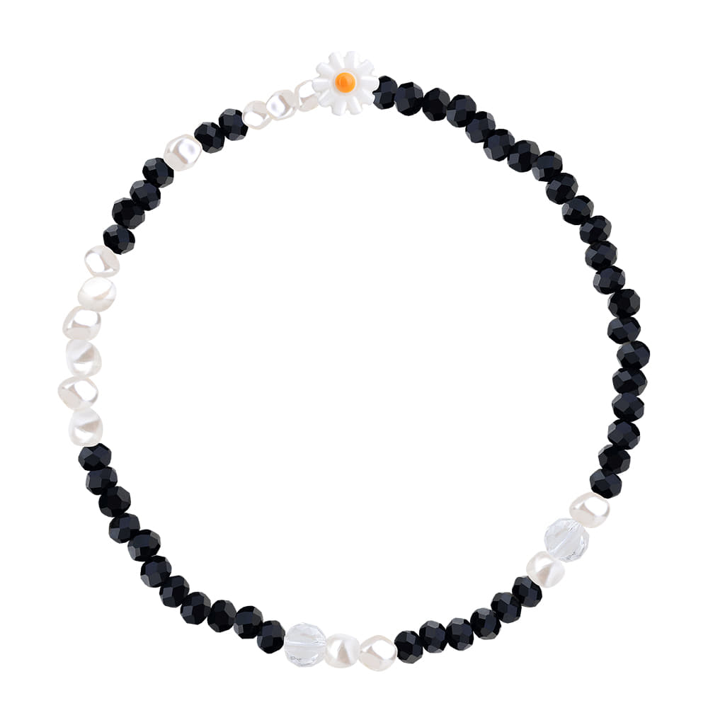 [핸드메이드 선물포장/비즈팔찌/진주팔찌] &quot;De aeseohsta&quot; Black Floria Beads Bracelet