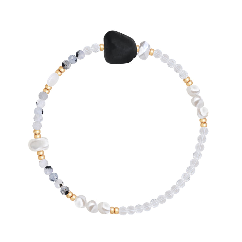 [핸드메이드 선물포장/비즈팔찌/진주팔찌] &quot;De aeseohsta&quot; Black Heba Beads Bracelet